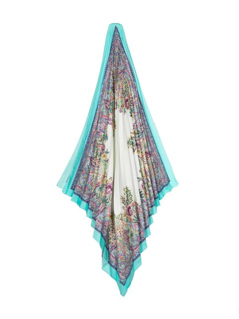 ETRO floral-print pleated silk scarf - Blue - zdjęcie produktu nr 1