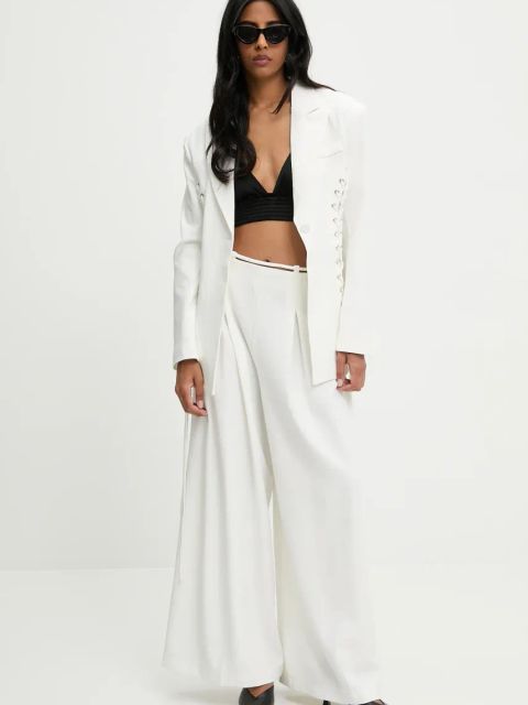 Answear.LAB spodnie damskie kolor biały szerokie high waist
