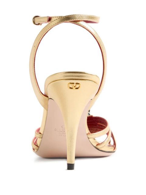 Valentino Garavani 85mm Panthea feline-head strap sandals - Gold