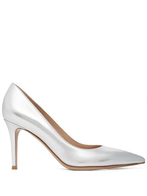 Gianvito Rossi 85mm metallic leather pumps - Silver - zdjęcie produktu nr 1