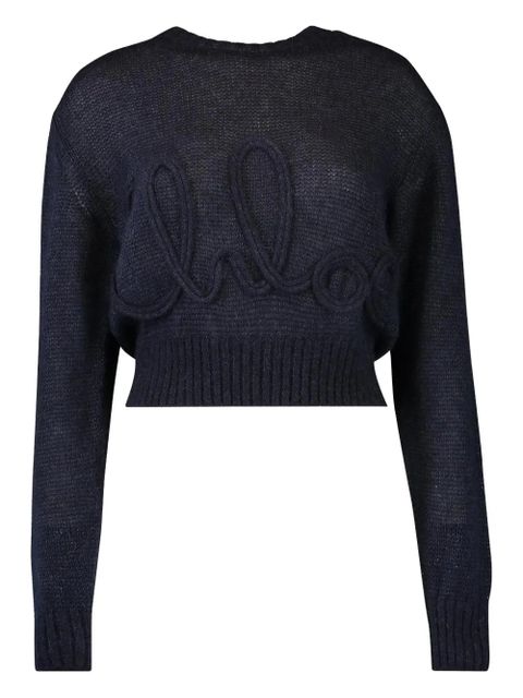 Chloé cropped crew-neck sweater - Blue - zdjęcie produktu nr 1