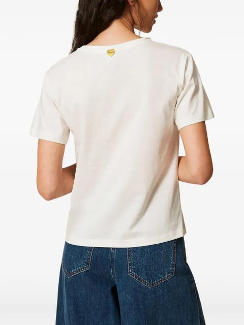 TWINSET floral-appliqué T-shirt - White