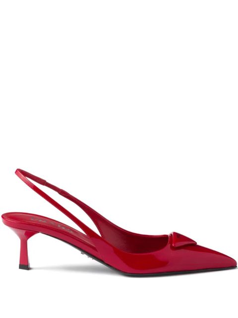 Prada 55mm triangle-logo slingback heeled pumps - Red - zdjęcie produktu nr 1