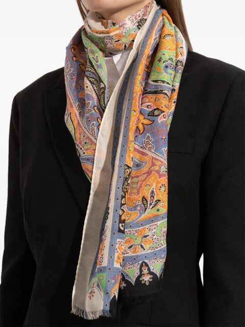 ETRO paisley border scarf - Orange