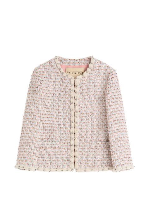 Valentino Garavani Ribbon embroidered tweed jacket - Pink - zdjęcie produktu nr 1