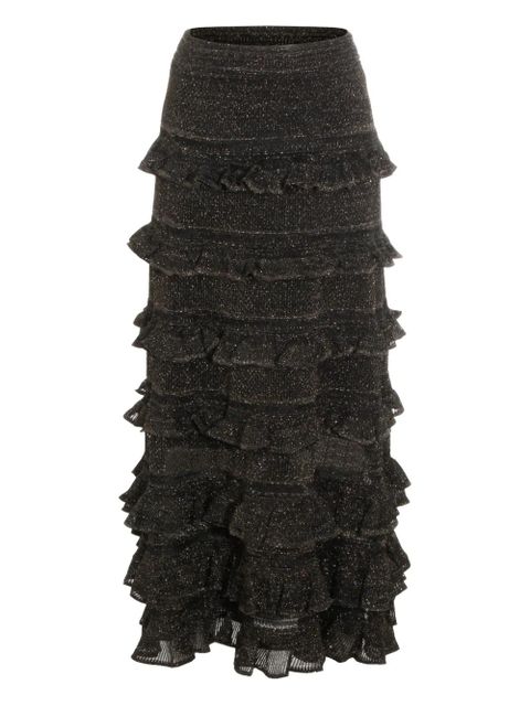 ZIMMERMANN midi ruffled tiers skirt - Black - zdjęcie produktu nr 1