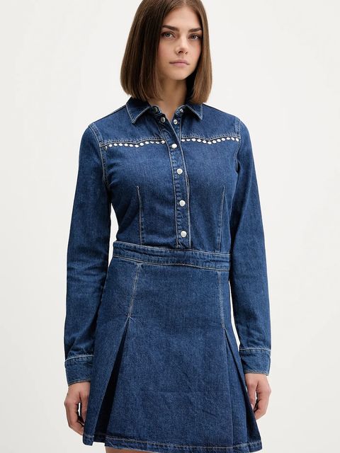 Karl Lagerfeld Jeans sukienka jeansowa kolor granatowy mini rozkloszowana A4W13002 - zdjęcie produktu nr 1