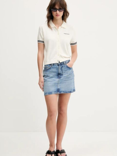 Guess Jeans polo z domieszką wełny damski kolor beżowy W5GR03 Z3HO2