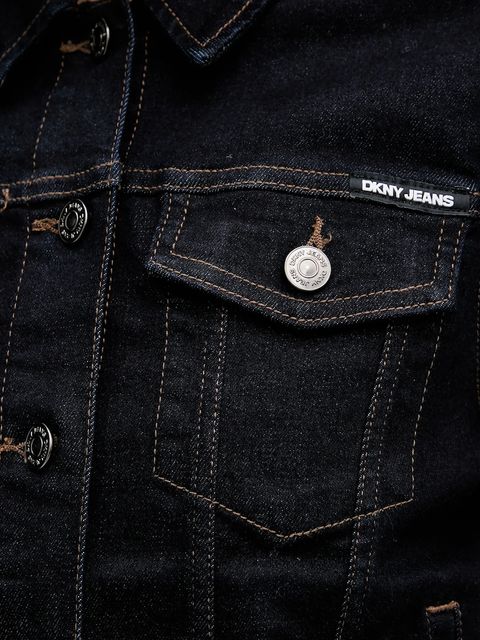 Dkny kurtka jeansowa kolor granatowy przejściowa DJ4J6006