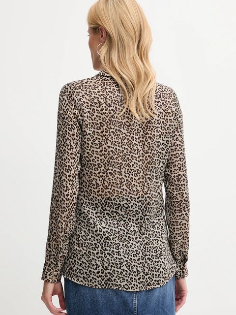 Guess koszula CLOUIS damska kolor beżowy regular z kołnierzykiem klasycznym W5YH0X WDW82