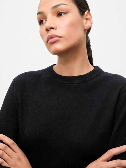 Answear.LAB sweter z wełny merino z apaszką damski kolor czarny lekki