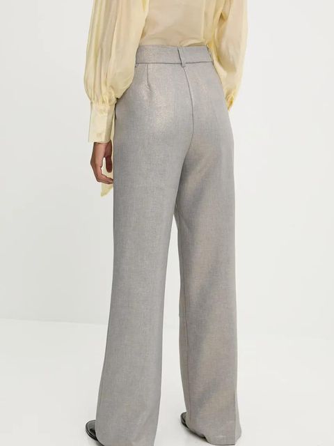 Answear.LAB spodnie damskie kolor srebrny proste high waist