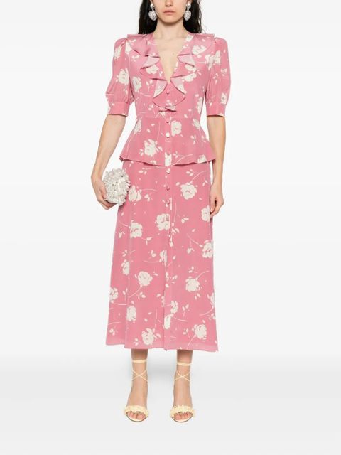 Alessandra Rich floral-print midi dress - Pink