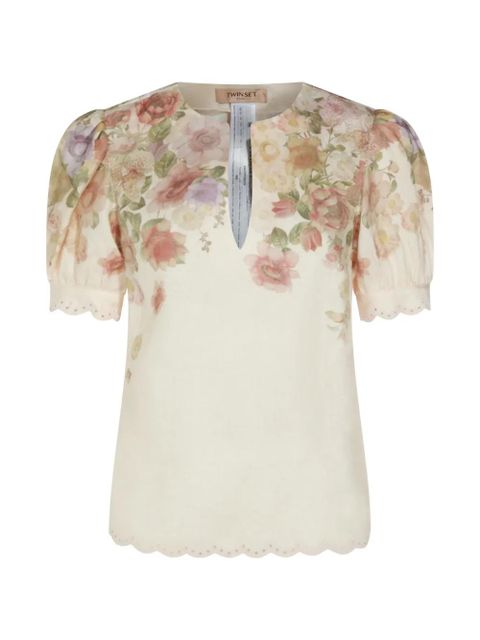 TWINSET floral-print scalloped top - Neutrals - zdjęcie produktu nr 1