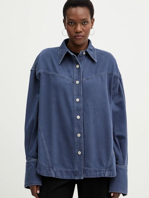 BOSS Orange koszula jeansowa C OVERSHIRT 1.0 damska kolor granatowy relaxed z kołnierzykiem klasycznym 50552520 - zdjęcie produktu nr 1