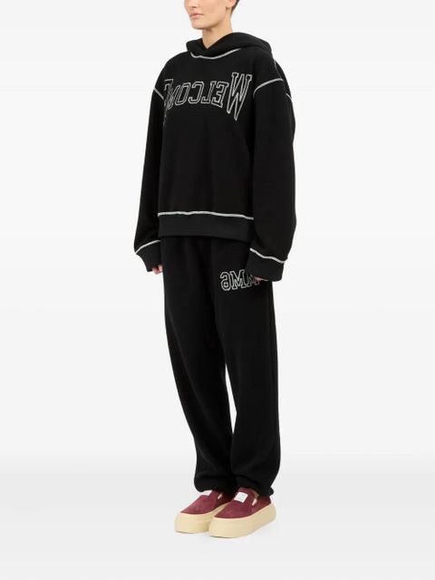 MM6 Maison Margiela logo-embroidered hoodie - Black - zdjęcie produktu nr 2