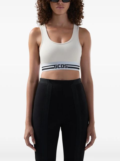 GCDS logo-detail crop top - White