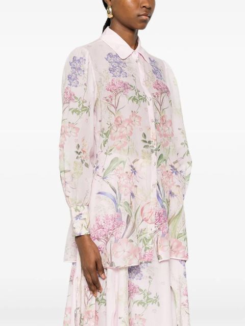 Charo Ruiz Ibiza floral-print puff-sleeve shirt - Pink