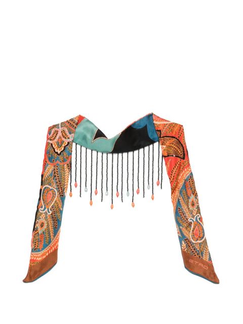 ETRO paisley-pattern beaded-fringe neckerchief - Brown - zdjęcie produktu nr 1