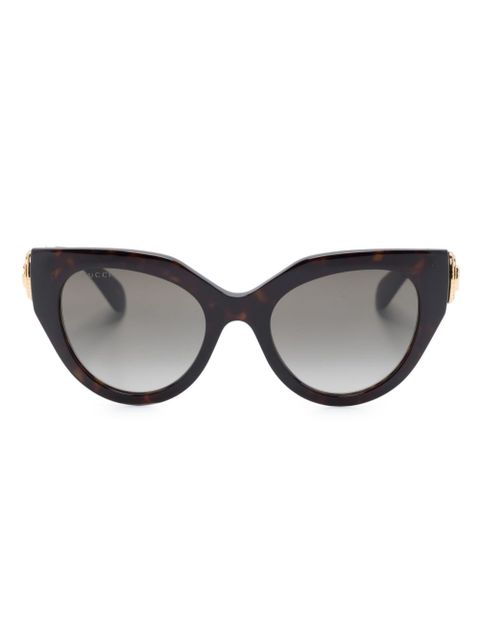 Gucci Eyewear logo-plaque cat eye-frame sunglasses - Brown - zdjęcie produktu nr 1