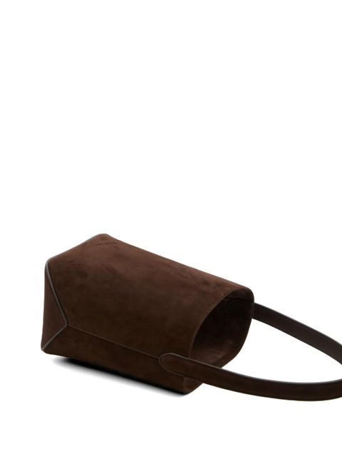 The Row geometric leather small tote - Brown