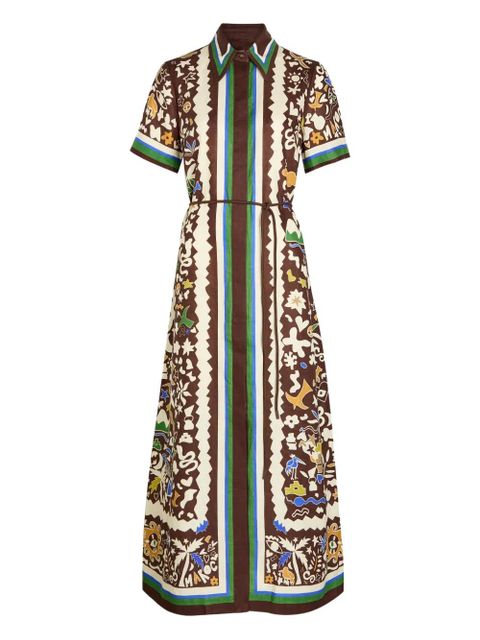 ALEMAIS striped print midi dress - Brown - zdjęcie produktu nr 1