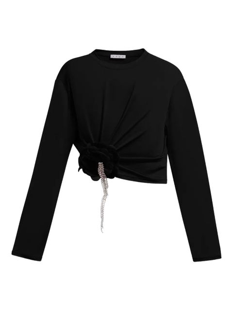 AREA crystal-flower draped top - Black - zdjęcie produktu nr 1