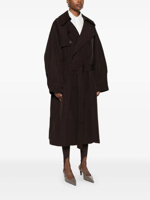 The Frankie Shop belted double-breasted trench coat - Brown