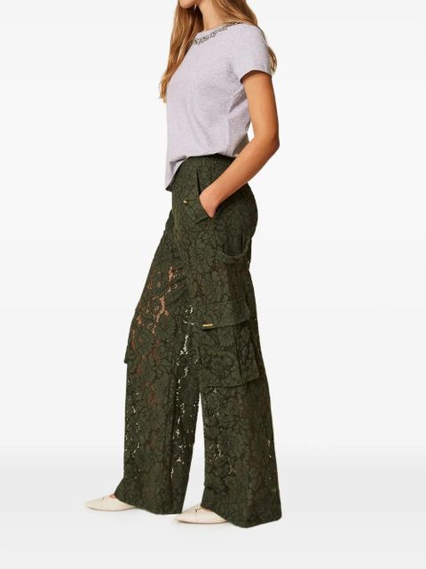 TWINSET floral-lace palazzo pants - Green