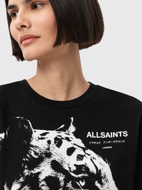 AllSaints sukienka bawełniana IVANA kolor czarny mini oversize W077DD