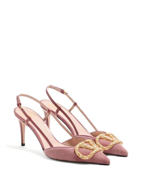Valentino Garavani 80mm VLogo Signature embellished pumps - Pink