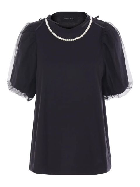 Simone Rocha pearl-embellished puff-sleeve T-shirt - Black - zdjęcie produktu nr 1