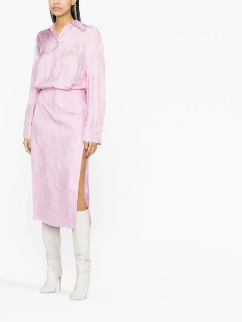 The Attico logo-jacquard satin shirt dress - Pink - zdjęcie produktu nr 2