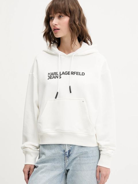 Karl Lagerfeld Jeans bluza damska kolor biały z kapturem z nadrukiem A2W20053 - zdjęcie produktu nr 1