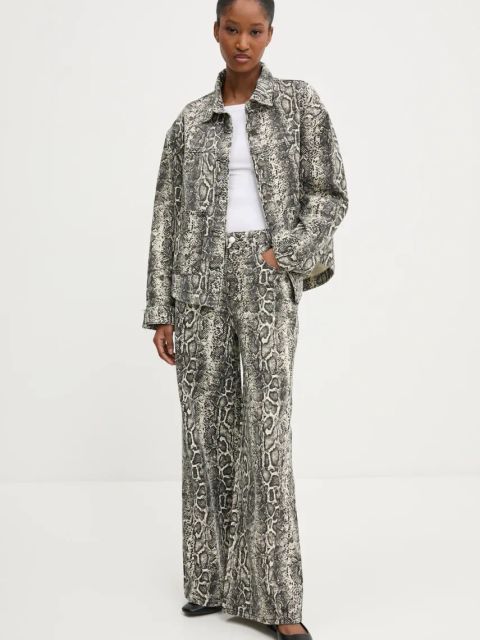 Answear.LAB kurtka jeansowa damska kolor beżowy przejściowa oversize