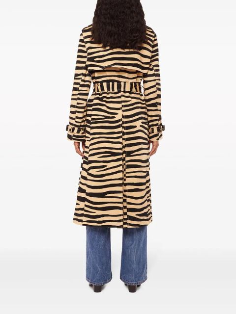 Rabanne tiger-print belted trench coat - Brown