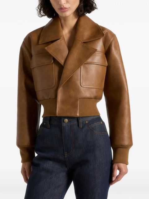 Manière De Voir Cosette lapel bomber jacket - Brown - zdjęcie produktu nr 2