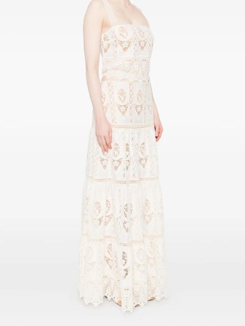 Johanna Ortiz lace tiered maxi skirt - Neutrals