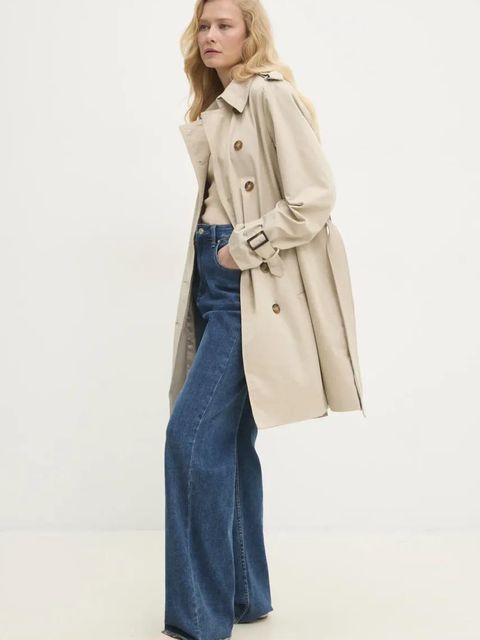 Answear.LAB trencz damski kolor beżowy przejściowy dwurzędowy - zdjęcie produktu nr 2