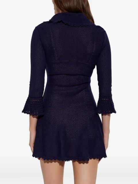 Self-Portrait embellished-collared mini dress - Blue