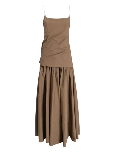 STAUD gathered-skirt slip midi day dress - Brown - zdjęcie produktu nr 1