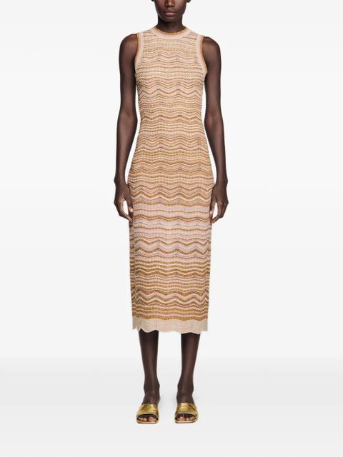 SANDRO sleeveless midi dress - Neutrals