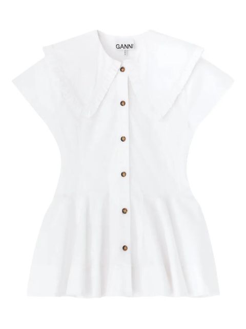 GANNI ruffled collar buttoned top - White - zdjęcie produktu nr 1