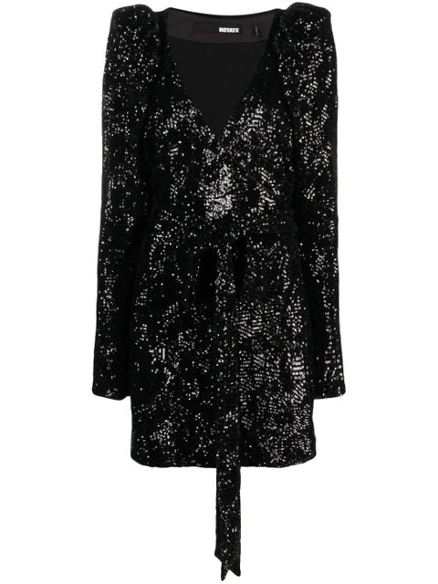 ROTATE BIRGER CHRISTENSEN sequinned-tulle wrap minidress - Black - zdjęcie produktu nr 1