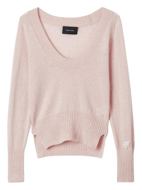 Simone Rocha pearl-detail scoop-neck sweater - Pink - zdjęcie produktu nr 1