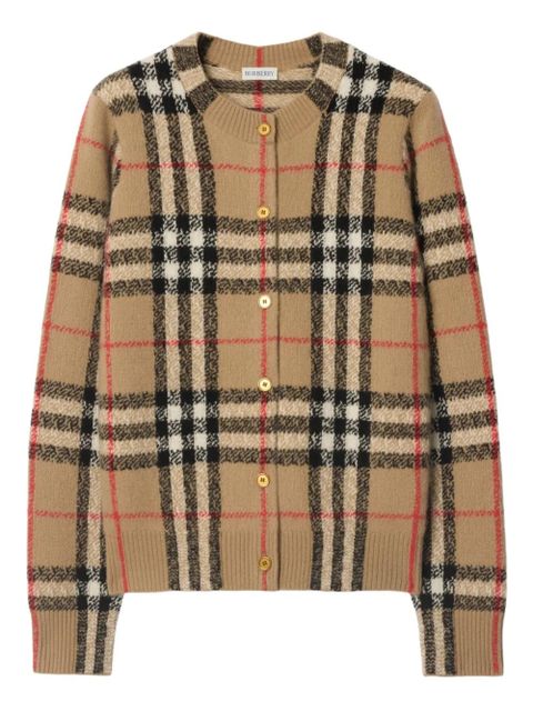 Burberry check-pattern cashmere cardigan - Brown - zdjęcie produktu nr 1