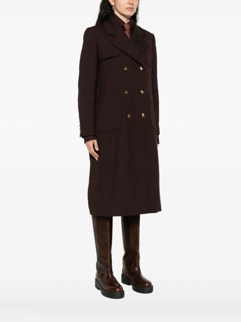SANDRO double-breasted patch-pocket coat - Brown