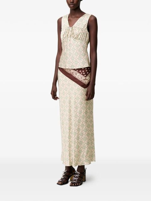 Claudie Pierlot printed V-neck top - Neutrals