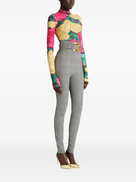 Balmain check-pattern belted trousers - Grey - zdjęcie produktu nr 2