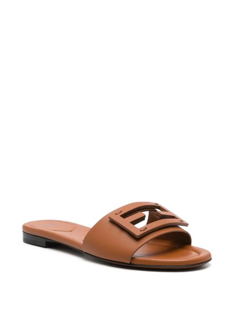 FENDI Baguette leather slides - Brown - zdjęcie produktu nr 2